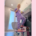 Дървено детско столче, стъпало на 2 нива Ginger Home - Super Girl, Розово