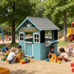 Детска дървена къщичка за игра Ginger Home - С кухня