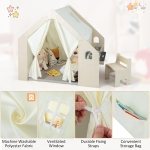 Дървена детска къща за игра Ginger Home 6 в 1 - Стол, Маса, Черна Дъска, Органайзер, Тента и Мека Подложка