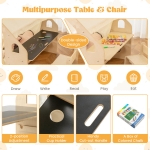 Дървена детска къща за игра Ginger Home 6 в 1 - Стол, Маса, Черна Дъска, Органайзер, Тента и Мека Подложка