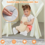 Дървена детска къща за игра Ginger Home 6 в 1 - Стол, Маса, Черна Дъска, Органайзер, Тента и Мека Подложка