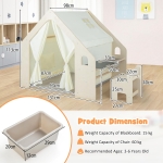 Дървена детска къща за игра Ginger Home 6 в 1 - Стол, Маса, Черна Дъска, Органайзер, Тента и Мека Подложка