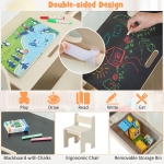 Дървена детска къща за игра Ginger Home 6 в 1 - Стол, Маса, Черна Дъска, Органайзер, Тента и Мека Подложка