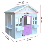 Детска дървена къщичка за игра Ginger Home - С прозорци и саксии, Бяла