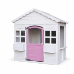 Детска дървена къщичка за игра Ginger Home - С прозорци и саксии, Бяла