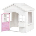Детска дървена къщичка за игра Ginger Home - С прозорци и саксии, Бяла