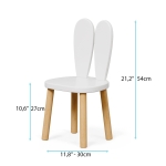 Дървена детска маса с 2 столчета Ginger Home - Bunny, Комплект за Учене, Рисуване, Игра