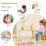 Дървена детска маса с 2 столчета Ginger Home - Bunny, Комплект за Учене, Рисуване, Игра