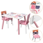 Дървен детски комплект маса с 2 столчета Ginger Home - Super girl