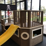 Детска дървена катерушка Ginger Home - Пиратски кораб, С пързалка и пясъчник, 310 х 320 х 180 сm