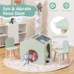 Дървена детска маса с 2 столчета Ginger Home - Мултиактивна Къщичка