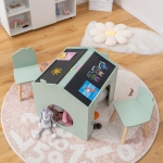 Дървена детска маса с 2 столчета Ginger Home - Мултиактивна Къщичка