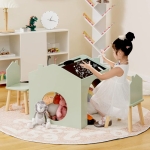 Дървена детска маса с 2 столчета Ginger Home - Мултиактивна Къщичка