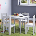 Дървен комплект за игра и учение Ginger Home - Детска маса с 4 столчета 