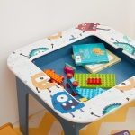 Дървен детски комплект маса с 2 столчета Ginger Home, с Lego основа