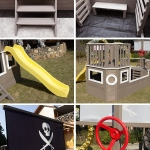 Детска дървена катерушка Ginger Home - Пиратски кораб, С пързалка и пясъчник, 310 х 320 х 180 сm