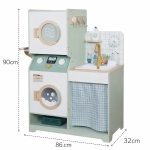 Дървен игрален комплект 3 в 1 Ginger Home - Пералня, С мивка и сушилня