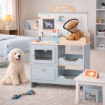 Дървен игрален комплект Ginger Home - Ветеринарна клиника, С Аксесоари и Плюшено Куче