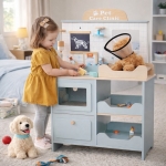 Дървен игрален комплект Ginger Home - Ветеринарна клиника, С Аксесоари и Плюшено Куче