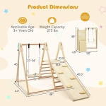 Дървен детски комплект Ginger Home 4 в 1 – Люлка, Пързалка, Катерушка и Рампа за Катерене
