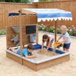 Детски дървен пясъчник Ginger Home  - С Регулируем покрив и аксесоари