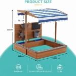 Детски дървен пясъчник Ginger Home  - С Регулируем покрив и аксесоари