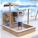 Детски дървен пясъчник Ginger Home  - С Регулируем покрив и аксесоари