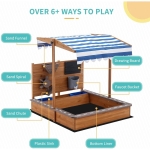 Детски дървен пясъчник Ginger Home - С Аксесоари за Игра и Регулируем Покрив