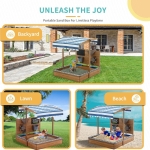 Детски дървен пясъчник Ginger Home - С Аксесоари за Игра и Регулируем Покрив