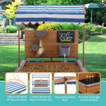 Детски дървен пясъчник Ginger Home - С Аксесоари за Игра и Регулируем Покрив