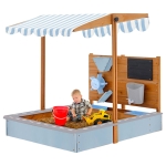 Детски дървен пясъчник Ginger Home - С Аксесоари за Игра и Регулируем Покрив