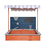 Детски дървен пясъчник Ginger Home - С Аксесоари за Игра и Регулируем Покрив