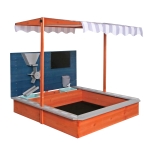 Детски дървен пясъчник Ginger Home - С Аксесоари за Игра и Регулируем Покрив