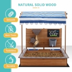 Детски дървен пясъчник Ginger Home - С Аксесоари за Игра и Регулируем Покрив