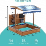 Детски дървен пясъчник Ginger Home - С Аксесоари за Игра и Регулируем Покрив