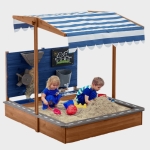 Детски дървен пясъчник Ginger Home - С Аксесоари за Игра и Регулируем Покрив