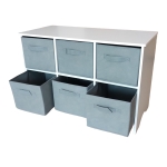 Дървен детски скрин с 6 текстилни кутии Ginger Home, Сив и Бял