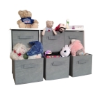 Дървен детски скрин с 6 текстилни кутии Ginger Home, Сив и Бял