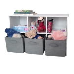 Дървен детски скрин с 6 текстилни кутии Ginger Home, Сив и Бял