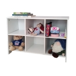 Дървен детски скрин с 6 текстилни кутии Ginger Home, Сив и Бял