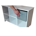 Дървен детски скрин с 6 текстилни кутии Ginger Home, Сив и Бял
