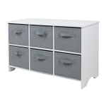 Дървен детски скрин с 6 текстилни кутии Ginger Home, Сив и Бял