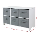 Дървен детски скрин с 6 текстилни кутии Ginger Home, Сив и Бял