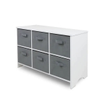 Дървен детски скрин с 6 текстилни кутии Ginger Home, Сив и Бял
