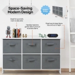 Дървен детски скрин с 6 текстилни кутии Ginger Home, Сив и Бял