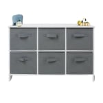 Дървен детски скрин с 6 текстилни кутии Ginger Home, Сив и Бял