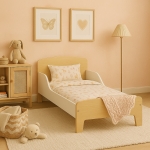 Детско дървено легло със защита и подматрачна рамка Ginger Home - 140 x 70 cm