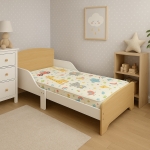 Детско дървено легло със защита и подматрачна рамка Ginger Home - 140 x 70 cm