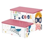 Дървено детско столче, стъпало на 2 нива Ginger Home - Super Girl, Розово