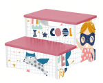 Дървено детско столче, стъпало на 2 нива Ginger Home - Super Girl, Розово